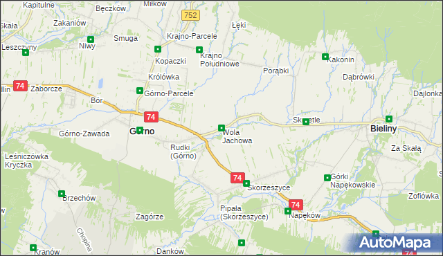 mapa Wola Jachowa, Wola Jachowa na mapie Targeo