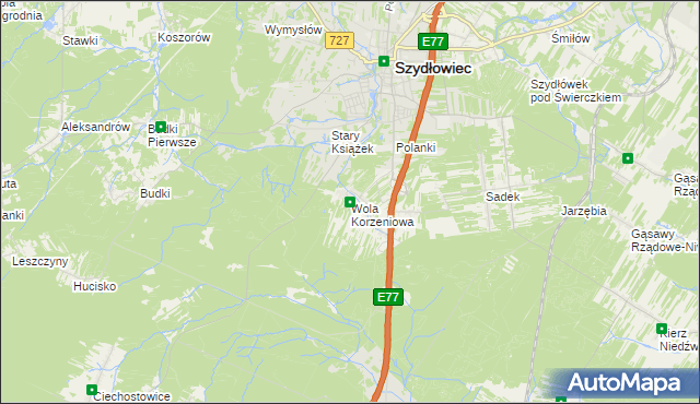 mapa Wola Korzeniowa, Wola Korzeniowa na mapie Targeo