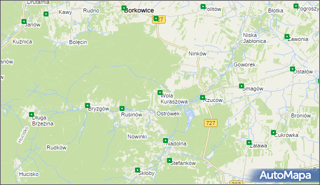 mapa Wola Kuraszowa, Wola Kuraszowa na mapie Targeo