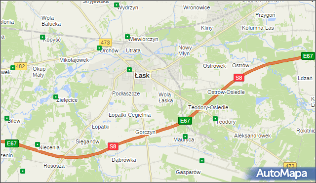 mapa Wola Łaska, Wola Łaska na mapie Targeo