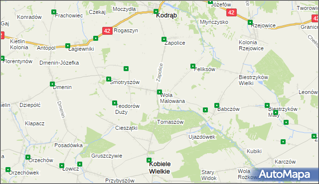 mapa Wola Malowana, Wola Malowana na mapie Targeo