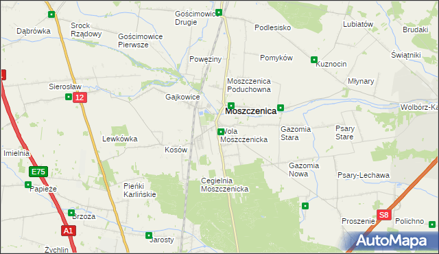 mapa Wola Moszczenicka, Wola Moszczenicka na mapie Targeo