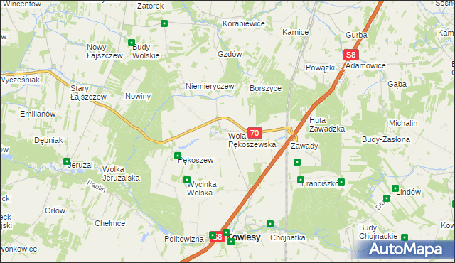 mapa Wola Pękoszewska, Wola Pękoszewska na mapie Targeo