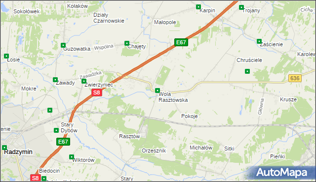 mapa Wola Rasztowska, Wola Rasztowska na mapie Targeo