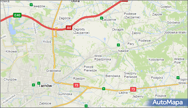 mapa Wola Rzędzińska, Wola Rzędzińska na mapie Targeo