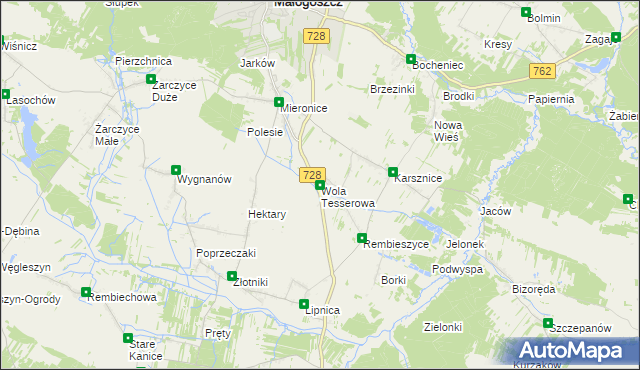 mapa Wola Tesserowa, Wola Tesserowa na mapie Targeo