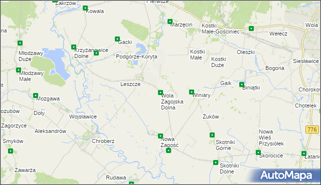 mapa Wola Zagojska Dolna, Wola Zagojska Dolna na mapie Targeo