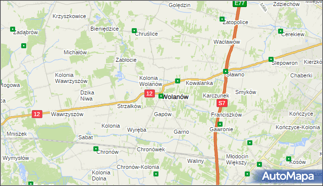 mapa Wolanów powiat radomski, Wolanów powiat radomski na mapie Targeo