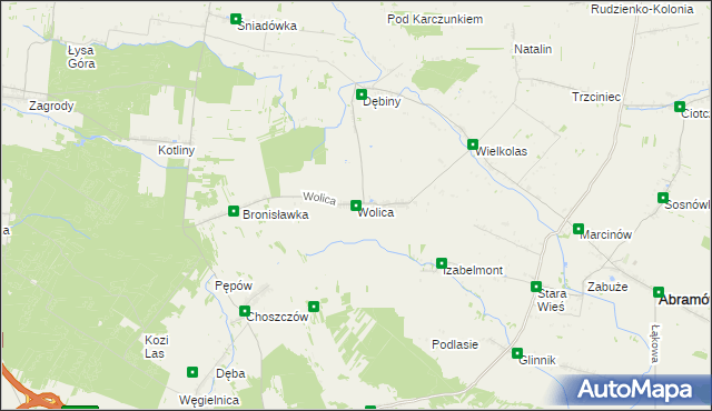 mapa Wolica gmina Abramów, Wolica gmina Abramów na mapie Targeo