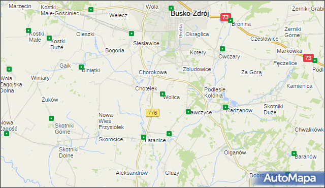 mapa Wolica gmina Busko-Zdrój, Wolica gmina Busko-Zdrój na mapie Targeo