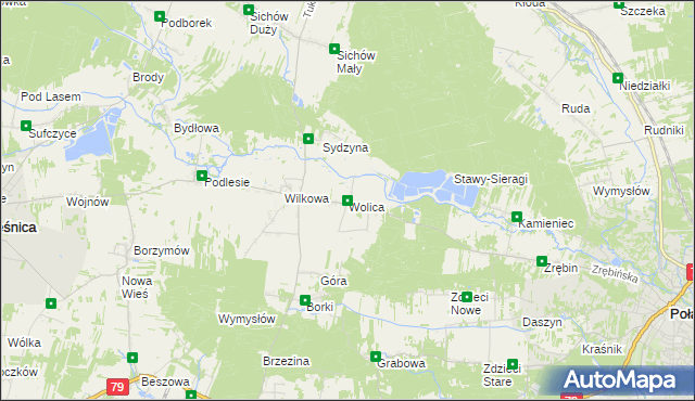 mapa Wolica gmina Łubnice, Wolica gmina Łubnice na mapie Targeo