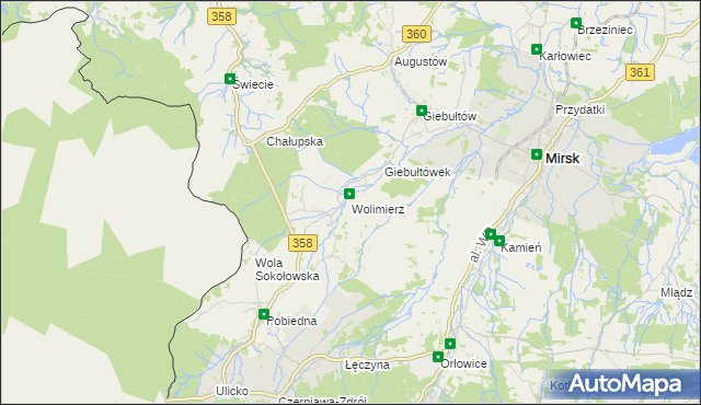 mapa Wolimierz, Wolimierz na mapie Targeo