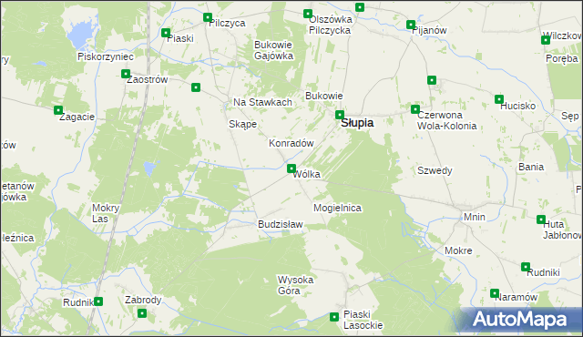 mapa Wólka gmina Słupia Konecka, Wólka gmina Słupia Konecka na mapie Targeo