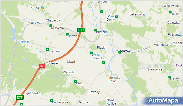 mapa Wólka Kawęcka, Wólka Kawęcka na mapie Targeo