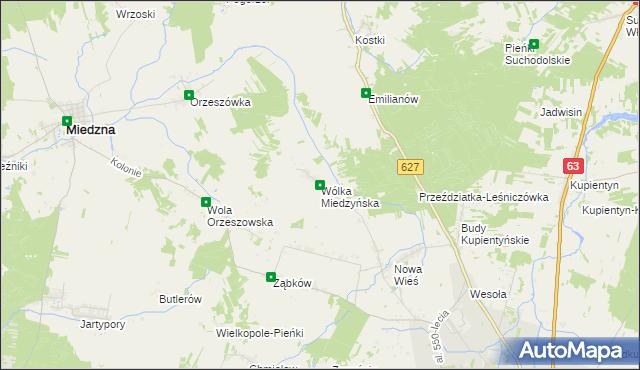 mapa Wólka Miedzyńska, Wólka Miedzyńska na mapie Targeo