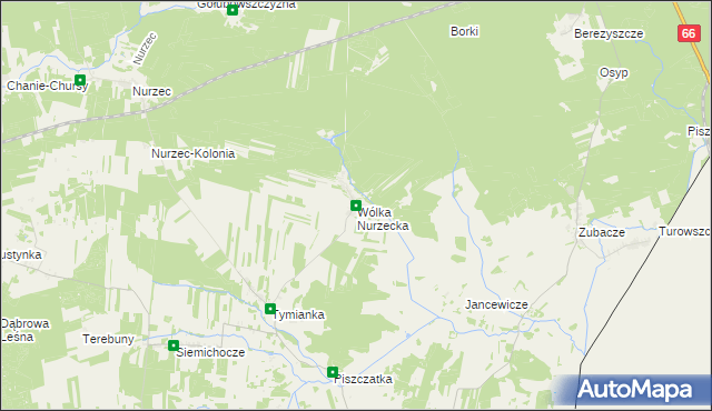 mapa Wólka Nurzecka, Wólka Nurzecka na mapie Targeo