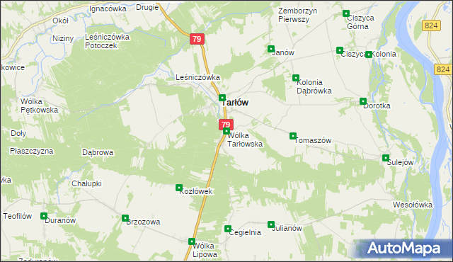 mapa Wólka Tarłowska, Wólka Tarłowska na mapie Targeo