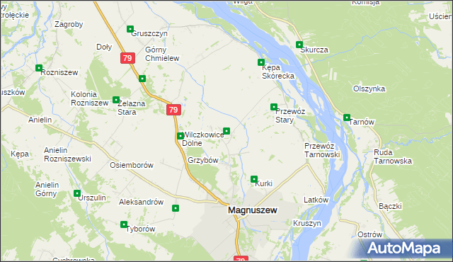 mapa Wólka Tarnowska gmina Magnuszew, Wólka Tarnowska gmina Magnuszew na mapie Targeo