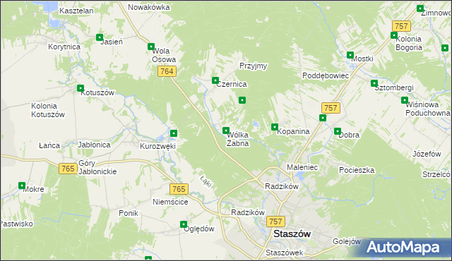 mapa Wólka Żabna, Wólka Żabna na mapie Targeo