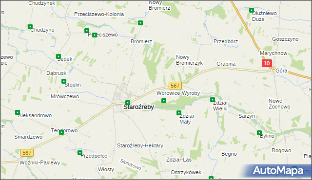 mapa Worowice-Wyroby, Worowice-Wyroby na mapie Targeo