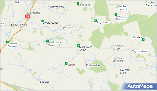 mapa Woskowice Górne, Woskowice Górne na mapie Targeo