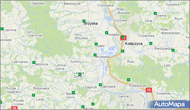 mapa Wróblowa, Wróblowa na mapie Targeo