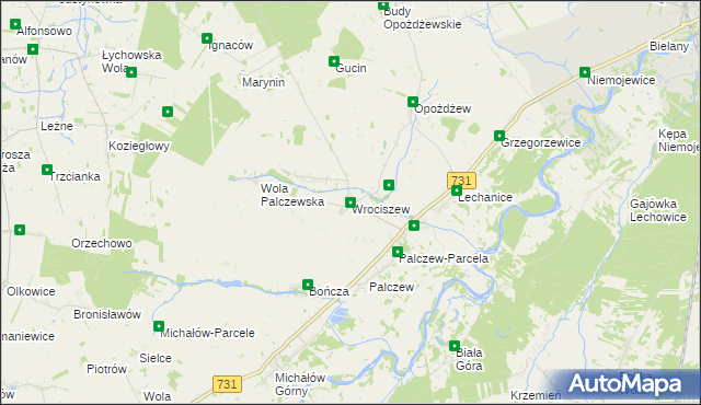 mapa Wrociszew, Wrociszew na mapie Targeo