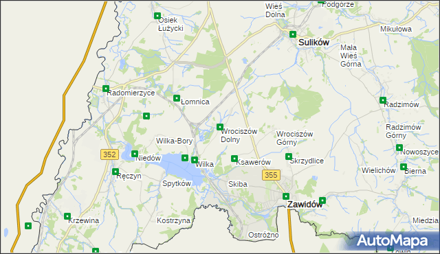 mapa Wrociszów Dolny, Wrociszów Dolny na mapie Targeo