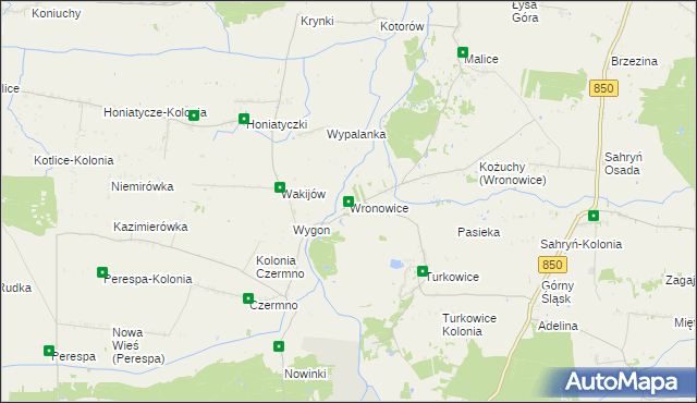 mapa Wronowice gmina Werbkowice, Wronowice gmina Werbkowice na mapie Targeo