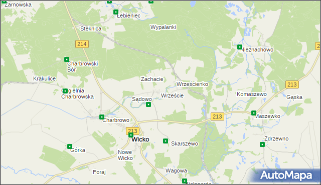 mapa Wrzeście gmina Wicko, Wrzeście gmina Wicko na mapie Targeo