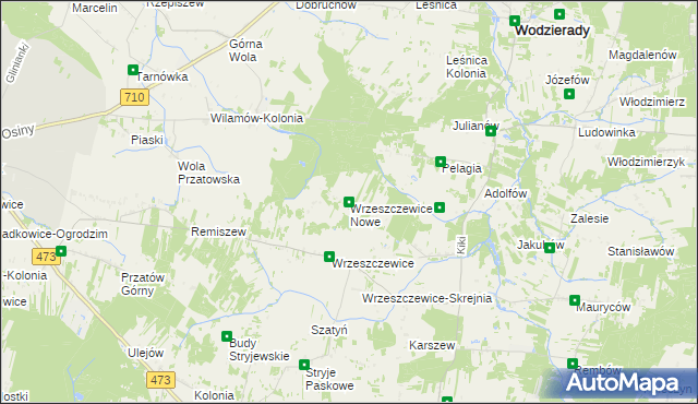 mapa Wrzeszczewice Nowe, Wrzeszczewice Nowe na mapie Targeo