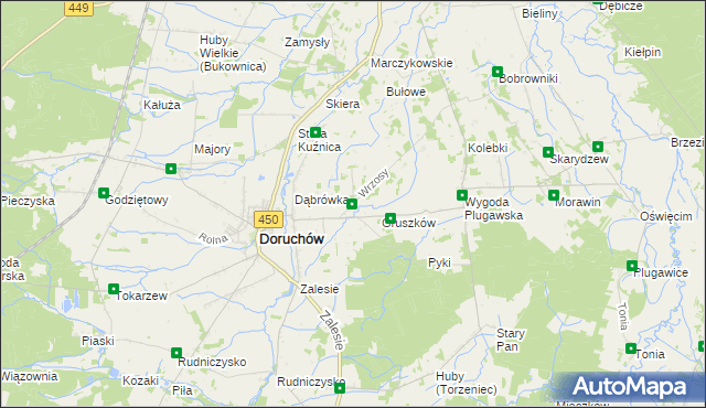 mapa Wrzosy gmina Doruchów, Wrzosy gmina Doruchów na mapie Targeo