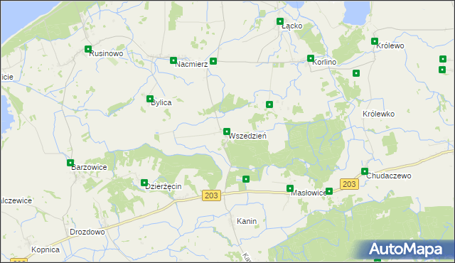 mapa Wszedzień gmina Postomino, Wszedzień gmina Postomino na mapie Targeo