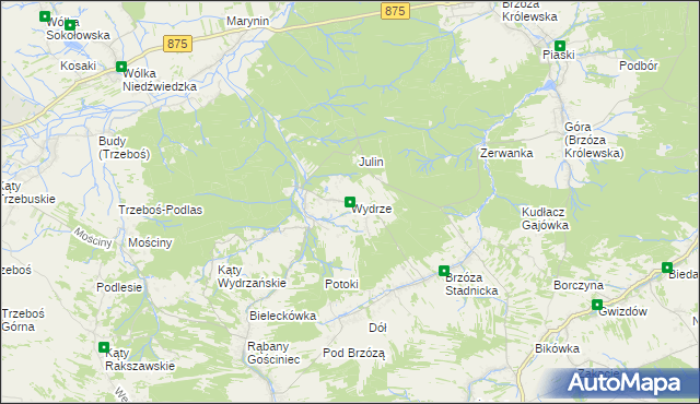 mapa Wydrze, Wydrze na mapie Targeo