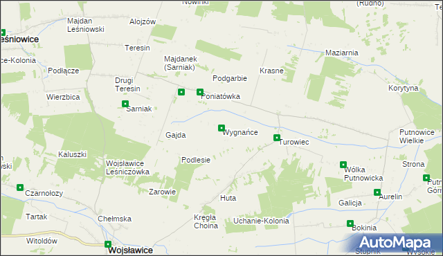 mapa Wygnańce, Wygnańce na mapie Targeo