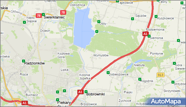 mapa Wymysłów gmina Bobrowniki, Wymysłów gmina Bobrowniki na mapie Targeo
