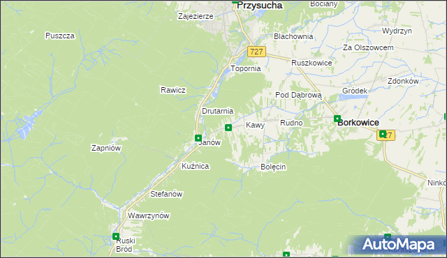 mapa Wymysłów gmina Borkowice, Wymysłów gmina Borkowice na mapie Targeo