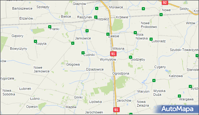 mapa Wymysłów gmina Krośniewice, Wymysłów gmina Krośniewice na mapie Targeo