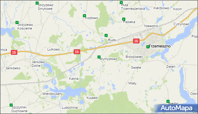 mapa Wymysłowo gmina Trzemeszno, Wymysłowo gmina Trzemeszno na mapie Targeo