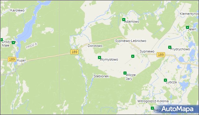 mapa Wymysłowo gmina Więcbork, Wymysłowo gmina Więcbork na mapie Targeo