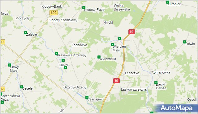 mapa Wyromiejki, Wyromiejki na mapie Targeo