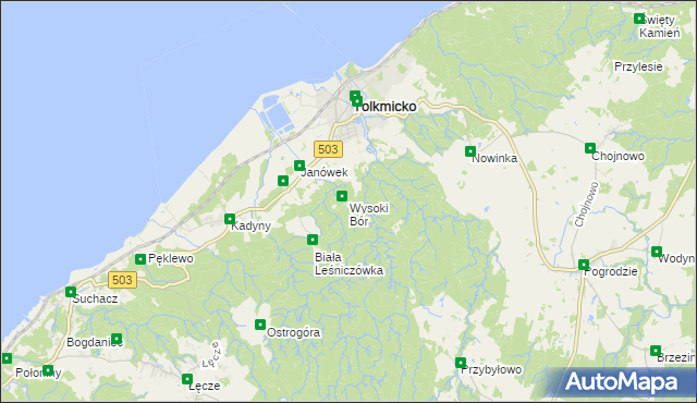 mapa Wysoki Bór, Wysoki Bór na mapie Targeo