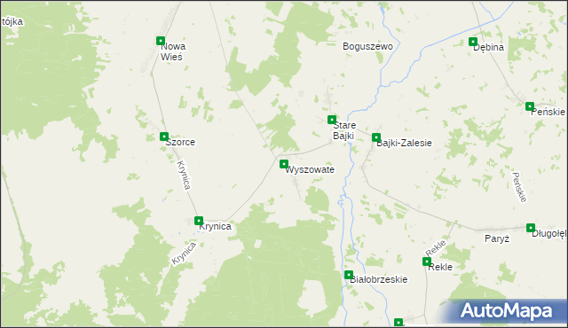 mapa Wyszowate gmina Trzcianne, Wyszowate gmina Trzcianne na mapie Targeo