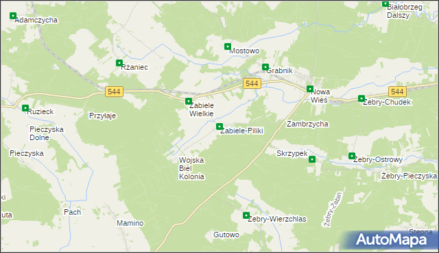 mapa Zabiele-Piliki, Zabiele-Piliki na mapie Targeo