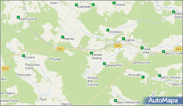 mapa Zabiele Wielkie, Zabiele Wielkie na mapie Targeo