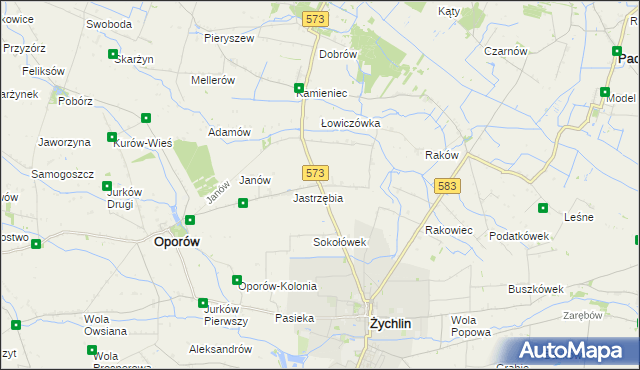mapa Żabików gmina Żychlin, Żabików gmina Żychlin na mapie Targeo
