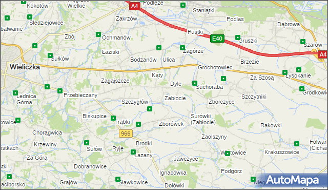 mapa Zabłocie gmina Biskupice, Zabłocie gmina Biskupice na mapie Targeo