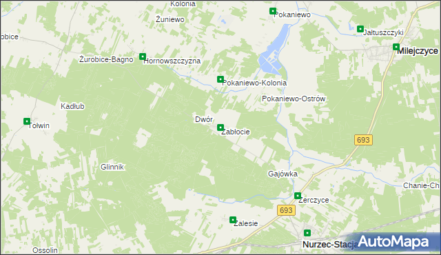 mapa Zabłocie gmina Nurzec-Stacja, Zabłocie gmina Nurzec-Stacja na mapie Targeo
