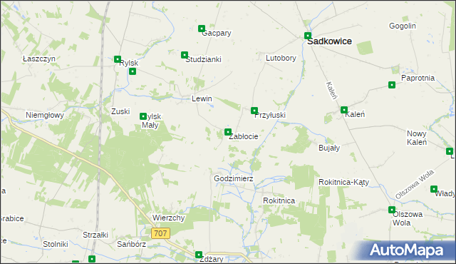 mapa Zabłocie gmina Sadkowice, Zabłocie gmina Sadkowice na mapie Targeo