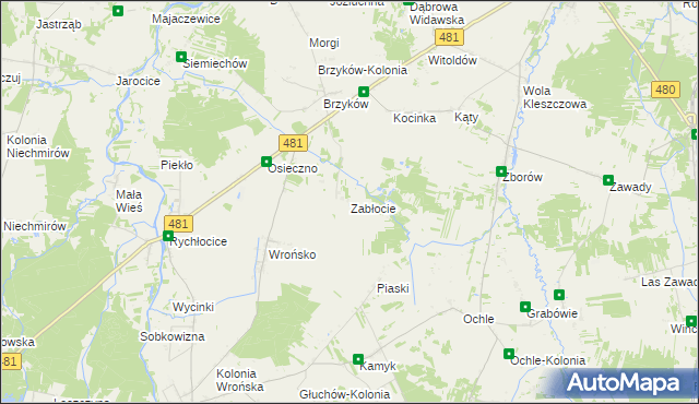 mapa Zabłocie gmina Widawa, Zabłocie gmina Widawa na mapie Targeo